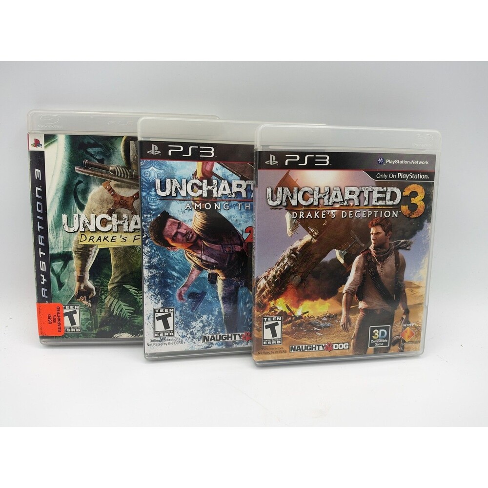 PS3 Uncharted Trilogy 1 2 3 Games Lot PlayStation 3 CIB Drake's Fortune Thieves